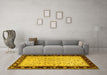 Machine Washable Oriental Yellow Traditional Rug in a Living Room, wshtr2102yw