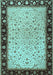 Machine Washable Oriental Light Blue Traditional Rug, wshtr2102lblu