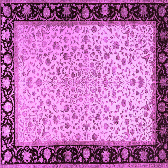 Square Machine Washable Oriental Purple Traditional Area Rugs, wshtr2102pur