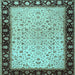 Square Machine Washable Oriental Light Blue Traditional Rug, wshtr2102lblu