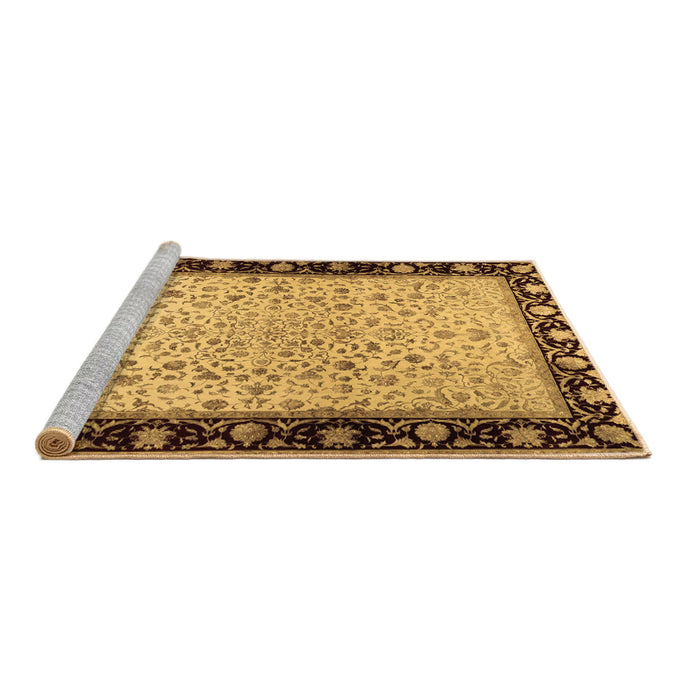 Sideview of Machine Washable Oriental Brown Traditional Rug, wshtr2102brn