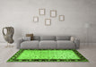 Machine Washable Oriental Green Traditional Area Rugs in a Living Room,, wshtr2102grn