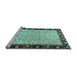 Sideview of Machine Washable Oriental Light Blue Traditional Rug, wshtr2102lblu