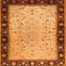 Round Machine Washable Oriental Orange Traditional Area Rugs, wshtr2102org