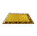 Sideview of Machine Washable Oriental Yellow Traditional Rug, wshtr2102yw