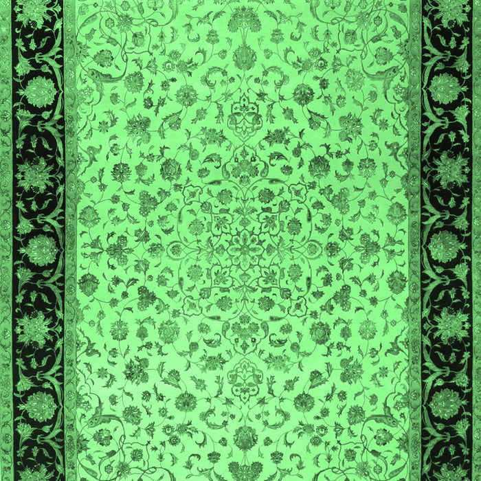 Machine Washable Oriental Emerald Green Traditional Area Rugs, wshtr2102emgrn