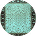 Round Oriental Light Blue Traditional Rug, tr2102lblu