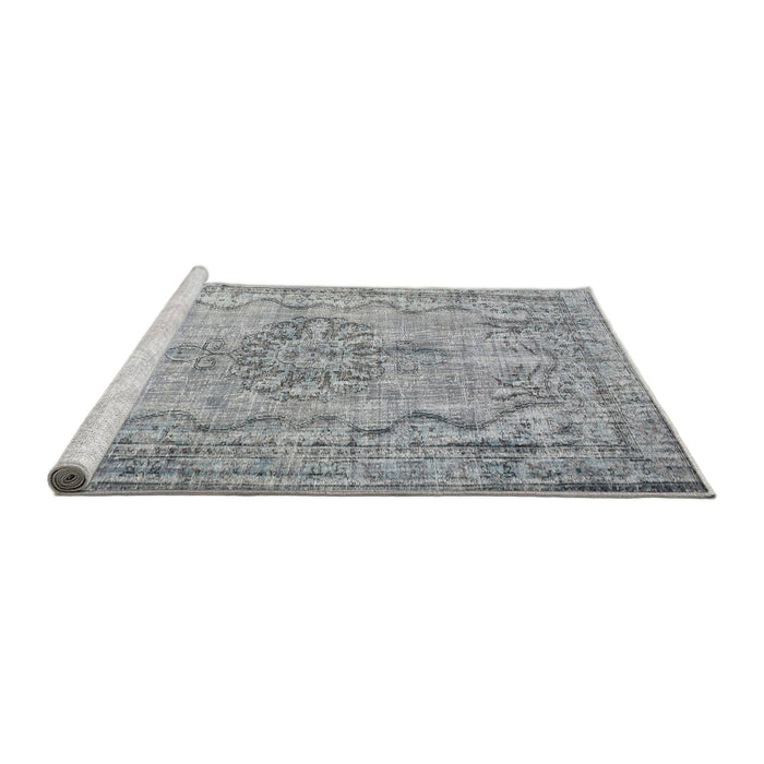 Sideview of Machine Washable Traditional Platinum Gray Rug, wshtr2103