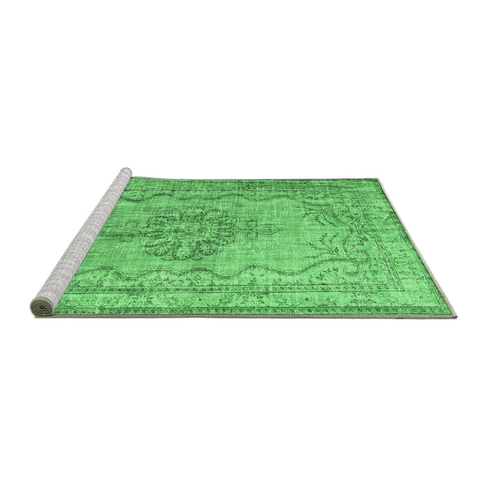 Sideview of Machine Washable Persian Emerald Green Traditional Area Rugs, wshtr2103emgrn