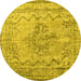 Round Machine Washable Persian Yellow Traditional Rug, wshtr2103yw