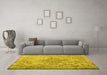 Machine Washable Persian Yellow Traditional Rug in a Living Room, wshtr2103yw