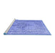 Sideview of Machine Washable Persian Blue Traditional Rug, wshtr2103blu