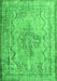 Serging Thickness of Machine Washable Persian Green Traditional Area Rugs, wshtr2103grn