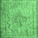 Square Machine Washable Persian Emerald Green Traditional Area Rugs, wshtr2103emgrn