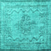 Square Persian Turquoise Traditional Rug, tr2103turq