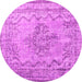 Round Machine Washable Persian Pink Traditional Rug, wshtr2103pnk