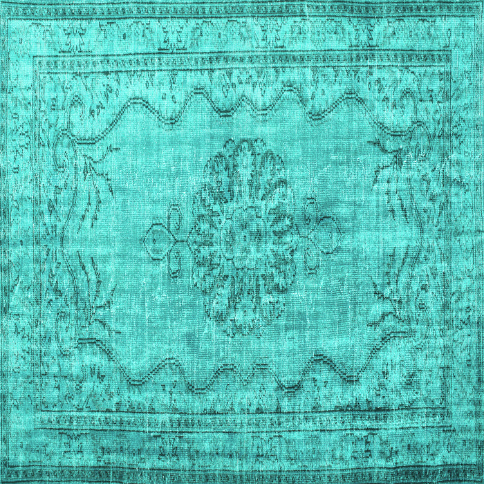 Square Machine Washable Persian Turquoise Traditional Area Rugs, wshtr2103turq