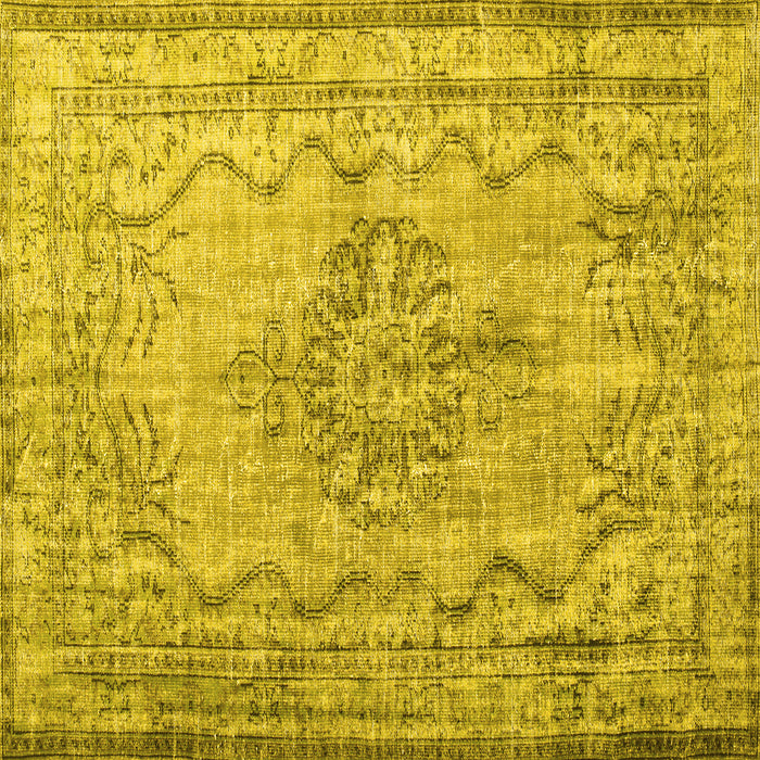 Square Machine Washable Persian Yellow Traditional Rug, wshtr2103yw