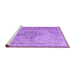 Sideview of Machine Washable Persian Purple Traditional Area Rugs, wshtr2103pur