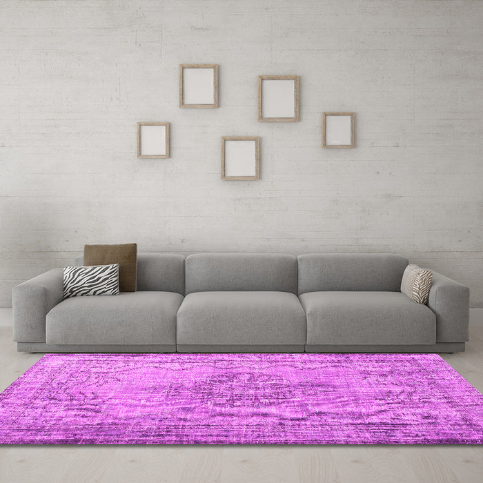 Machine Washable Persian Pink Traditional Rug in a Living Room, wshtr2103pnk