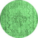 Round Persian Emerald Green Traditional Rug, tr2103emgrn