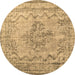 Round Persian Brown Traditional Rug, tr2103brn