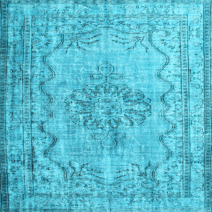 Square Machine Washable Persian Light Blue Traditional Rug, wshtr2103lblu