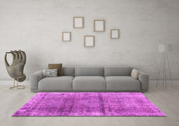 Machine Washable Persian Pink Traditional Rug in a Living Room, wshtr2104pnk