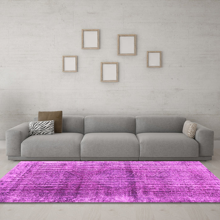 Machine Washable Persian Pink Traditional Rug in a Living Room, wshtr2104pnk