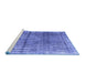 Sideview of Machine Washable Persian Blue Traditional Rug, wshtr2104blu