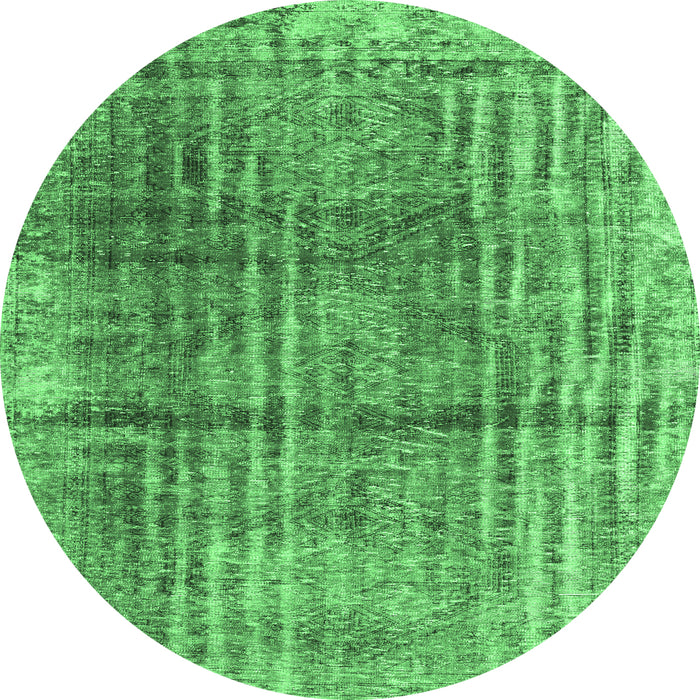 Round Persian Emerald Green Traditional Rug, tr2104emgrn