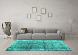 Machine Washable Persian Turquoise Traditional Area Rugs in a Living Room,, wshtr2104turq