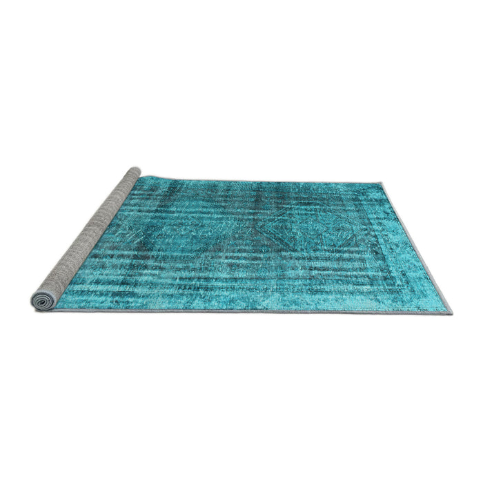 Sideview of Machine Washable Persian Light Blue Traditional Rug, wshtr2104lblu