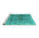 Sideview of Machine Washable Persian Turquoise Traditional Area Rugs, wshtr2104turq