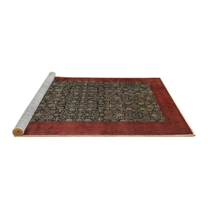 Sideview of Machine Washable Traditional Saffron Red Rug, wshtr2105
