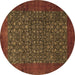 Round Machine Washable Persian Brown Traditional Rug, wshtr2105brn