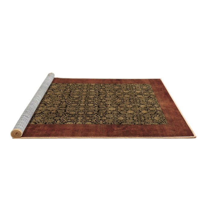 Sideview of Machine Washable Persian Brown Traditional Rug, wshtr2105brn
