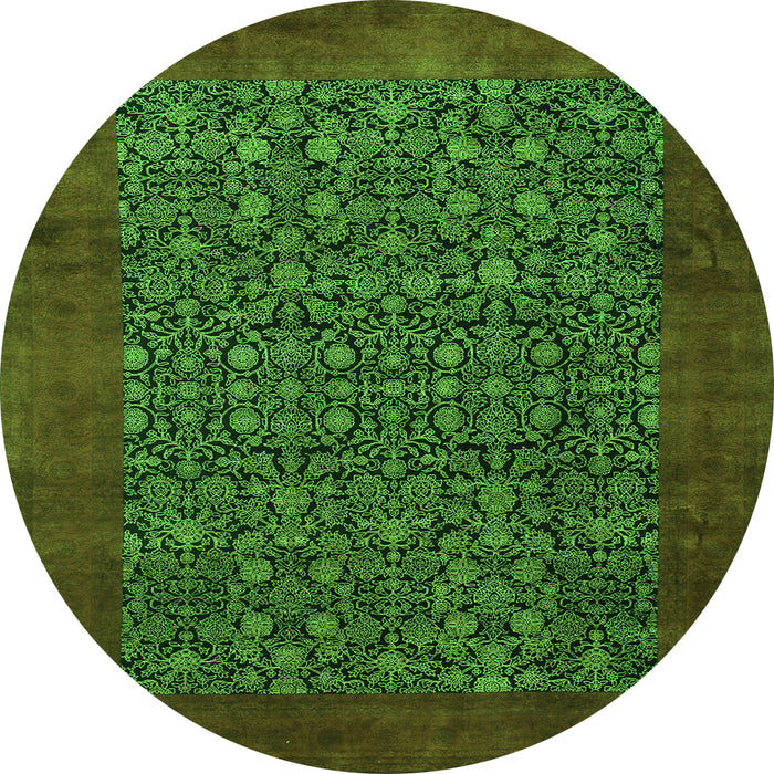 Square Persian Green Traditional Rug, tr2105grn