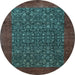 Round Persian Light Blue Traditional Rug, tr2105lblu