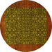 Round Machine Washable Persian Yellow Traditional Rug, wshtr2105yw