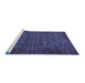 Sideview of Machine Washable Persian Blue Traditional Rug, wshtr2105blu