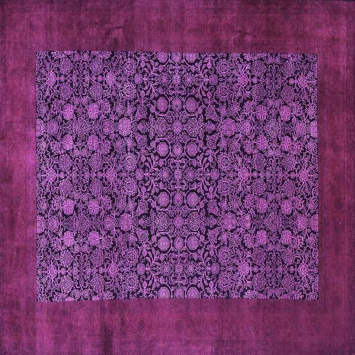 Square Machine Washable Persian Purple Traditional Area Rugs, wshtr2105pur