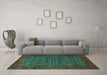 Machine Washable Persian Turquoise Traditional Area Rugs in a Living Room,, wshtr2105turq