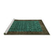 Sideview of Machine Washable Persian Turquoise Traditional Area Rugs, wshtr2105turq