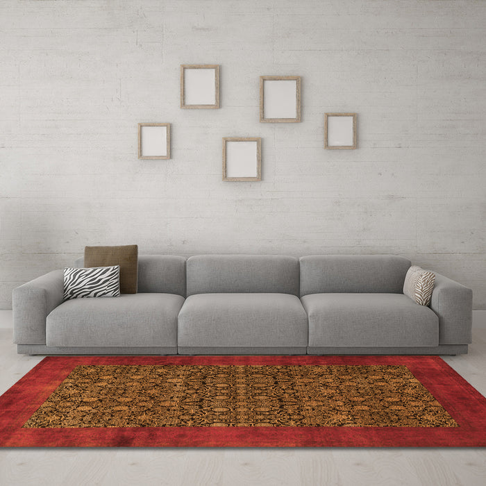 Machine Washable Persian Orange Traditional Area Rugs in a Living Room, wshtr2105org
