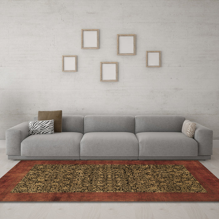 Machine Washable Persian Brown Traditional Rug in a Living Room,, wshtr2105brn