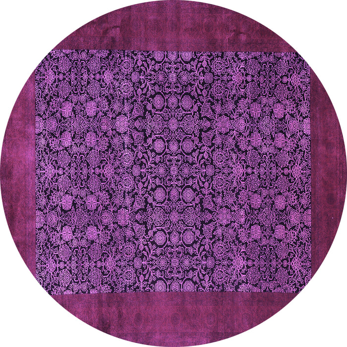 Round Machine Washable Persian Purple Traditional Area Rugs, wshtr2105pur