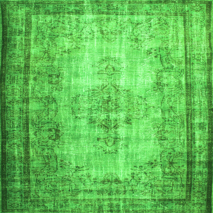 Round Machine Washable Persian Green Traditional Area Rugs, wshtr2106grn