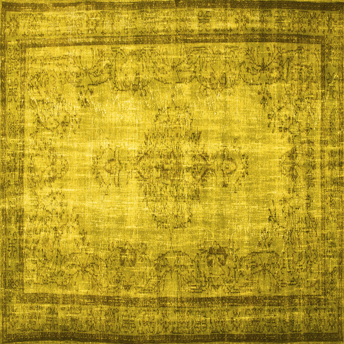 Square Machine Washable Persian Yellow Traditional Rug, wshtr2106yw