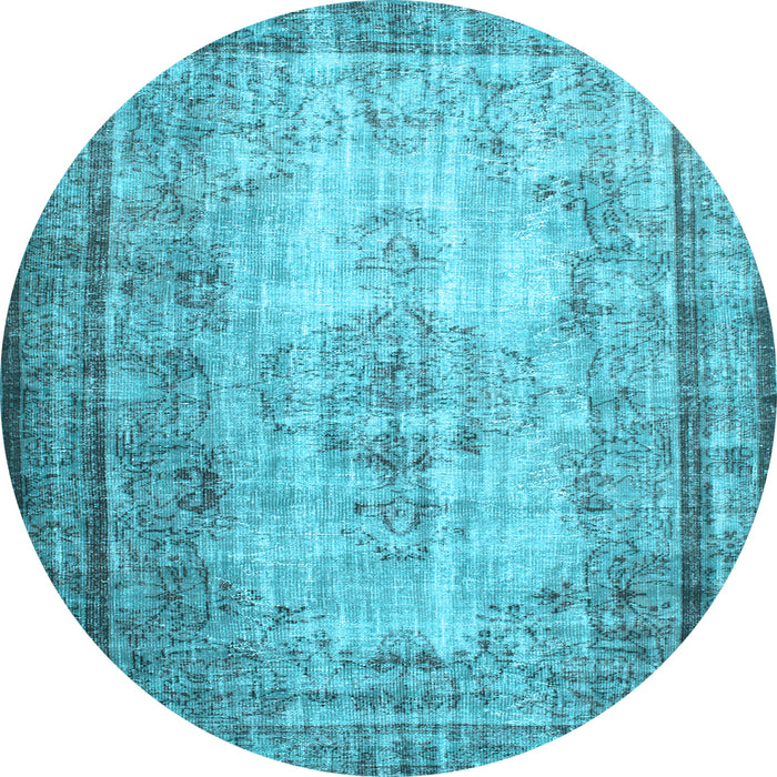 Round Machine Washable Persian Light Blue Traditional Rug, wshtr2106lblu